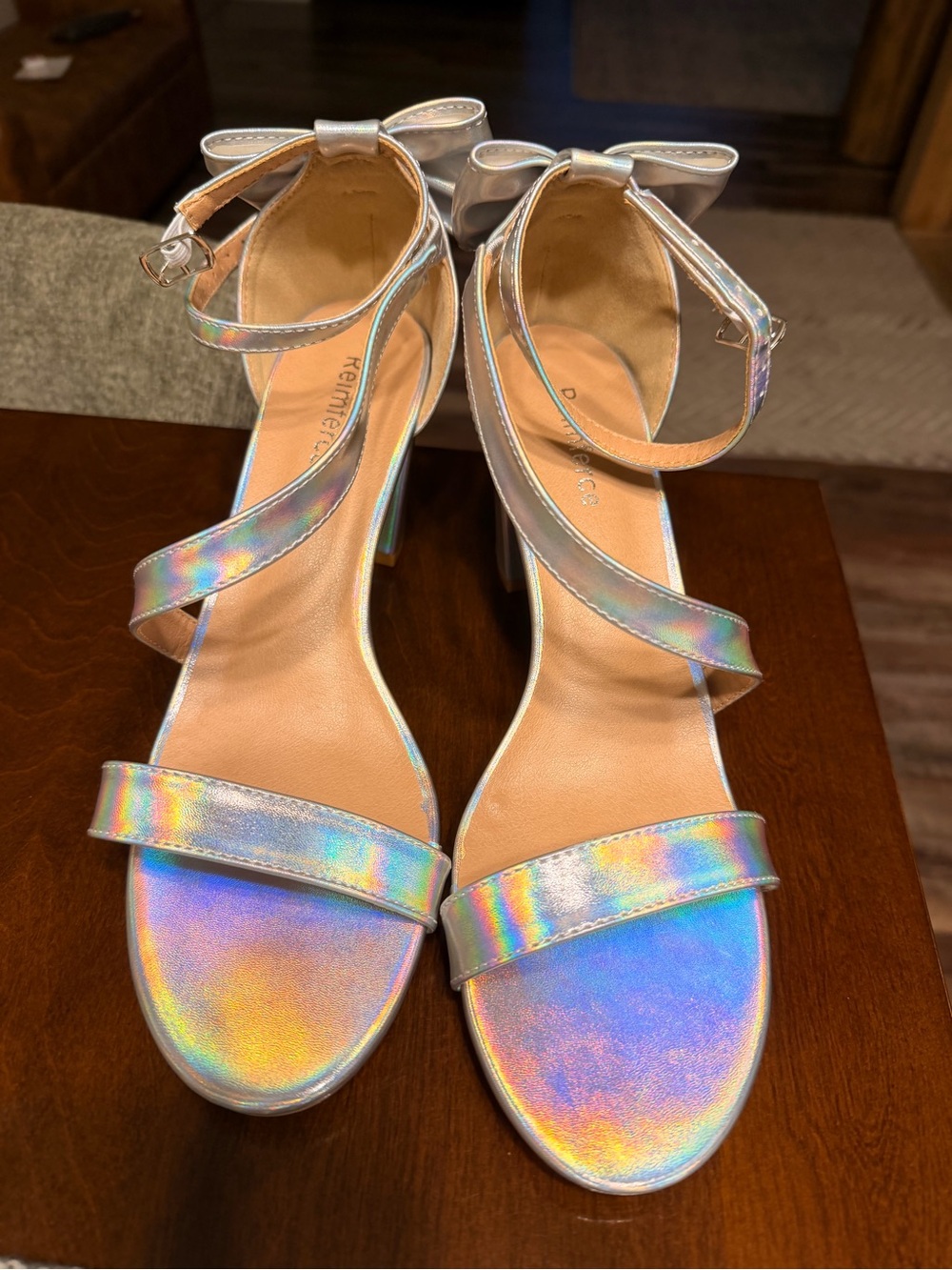 Kenneth Cole Iridescent Holographic Ankle-Strap Heels